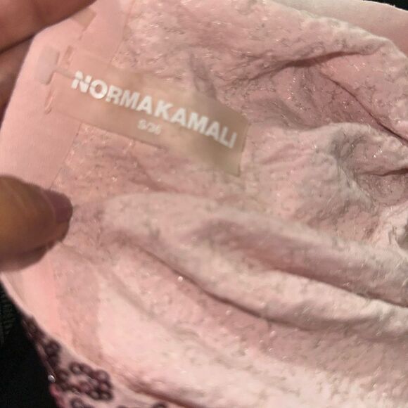 NORMA KAMALI SEQUINED OFF-SHOULDER TOP IN METALLIC ROSE - Picture 8 of 11